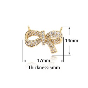 1PCS Bow Pendant, Bow Necklace, MicroPaved CZ Bow Tie Pendant, Suitable For Jewelry Making Supplies 17x14x5mm