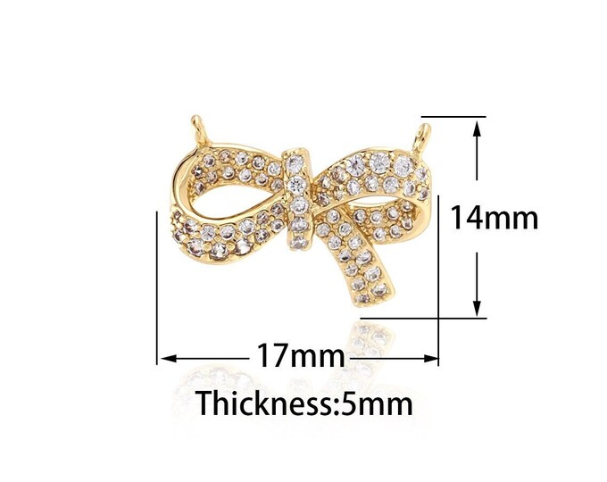 1PCS Bow Pendant, Bow Necklace, MicroPaved CZ Bow Tie Pendant, Suitable For Jewelry Making Supplies 17x14x5mm