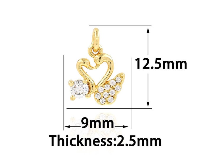 Gold Dainty Heart Charms,18K Gold Filled Heart Pendant,CZ Simple Charm Bracelet Necklace for DIY Jewelry Making Supply
