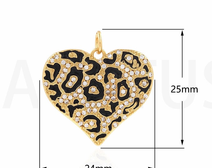 Enamel Dainty Charm, Micropavé CZ Love Heart Charm, 18K Gold Filled Love Heart Pendant, Gift For Her, DIY Jewelry Supplies, 24x25x2mm