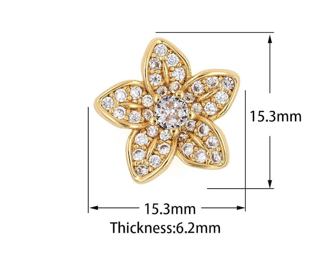 Necklace Beads, 18K Gold Filled Filigree Beads, Receptacle, Flower Beads, Bracelet Beads,Flower Charm, DIY Jewelry Supplies,15.3x15.3x6.2mm