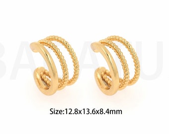 Gold Thick Ear Clips, Line Ear Clips, Earrings for Women, 18K Gold Filled Dainty Earrings, Minimalist Earrings, Gift for Her,12.8x13.6x8.4mm