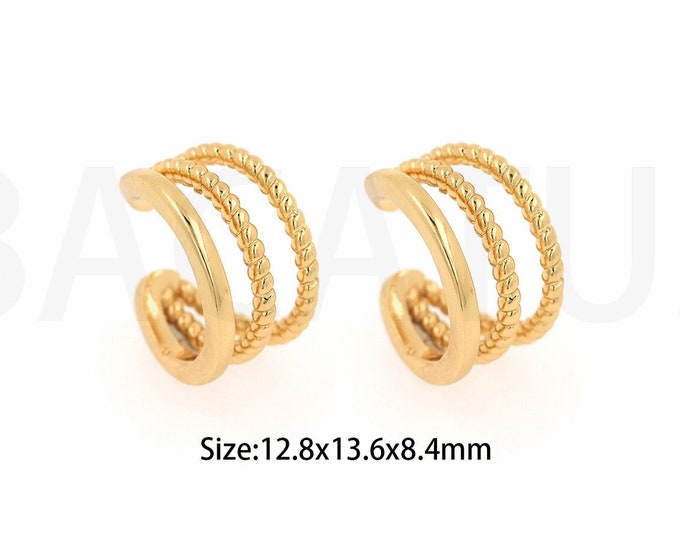 Gold Thick Ear Clips, Line Ear Clips, Earrings for Women, 18K Gold Filled Dainty Earrings, Minimalist Earrings, Gift for Her,12.8x13.6x8.4mm