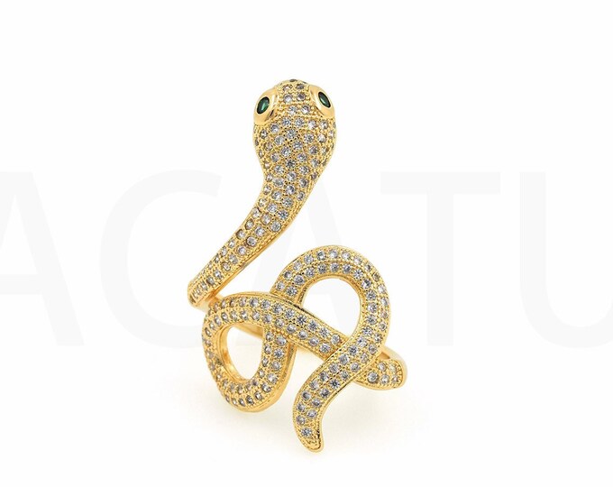 Gold Dainty CZ Open Ring,18K Gold Filled Snake Ring,Simple Ring,Gift for Her