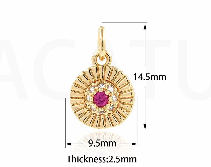 MicroPave Round Demon Eye Pendant D18K Gold Filled Eye Jewelry,Eye Charm Disc Charm IY Jewelry Making Accessories 14.5x9.5x2.5mm