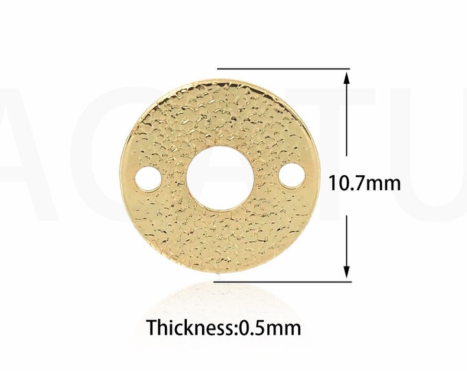 100pcs Blank Connector, Hammered Connector, 18K Gold Filled Circular Connector, Bracelet Necklace Connector, DIY Jewelry Supplies,10.7x0.6mm