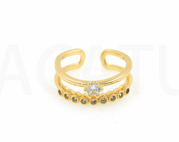 18K Gold Filled Line Ring,Gold Dainty CZ Open Ring,Simple Ring,Gift for Her