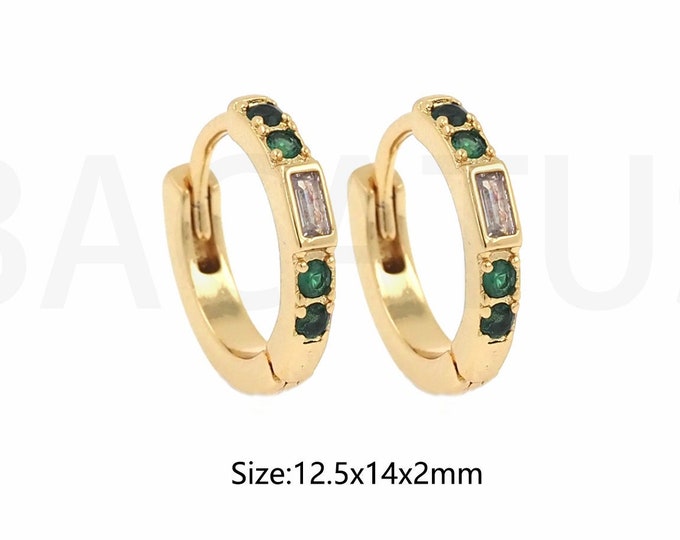 18K Gold FillingExquisitely Handmade,Diamond Double Row Trolley Stud Earrings,Double Row Zircon ,Party Wear Jewelry Gifts 12.5x14x2mm