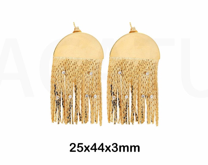 Statement Earrings, Fashion Earrings,Thin Tassel Earrings, Round Earrings,18K Gold Filled Drop Earrings,Gift For Her,25x44x3mm