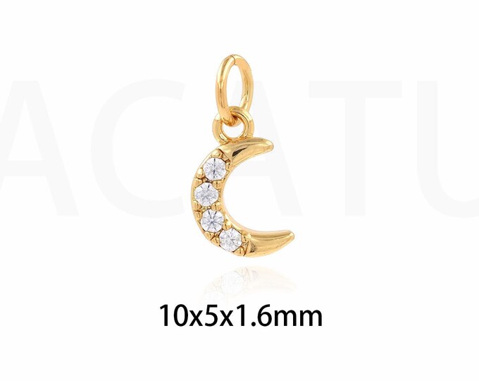 1PCS Crescent-Shaped Charm, Half-Moon Pendant, Covered With Moon Ornaments, Crescent-Shaped Necklace, DIY Making Supplies 10x5x1.6mm