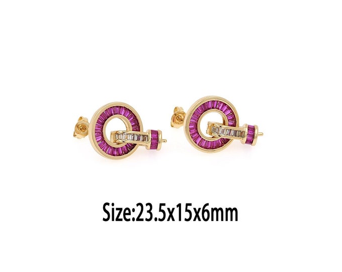 1pair 18K Gold Filled Round Stud Earring,Dainty Stud  Earrings,Gold Minimalist Stud Earrings,CZ Stud Earring Accessories