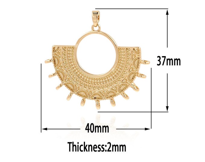 18K Gold Filled Fan Pendant,Gold  Dainty Charms, Minimalist  Charm Bracelet Necklace for DIY Jewelry Making Supply