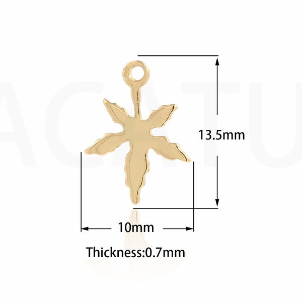 100pcs 18K Gold Filled Fallen Leaf Pendant,Dainty Necklace Pendant,Maple Leaf Charm,Suitable For Bracelet Necklace Jewelry Making10x13.5x1mm