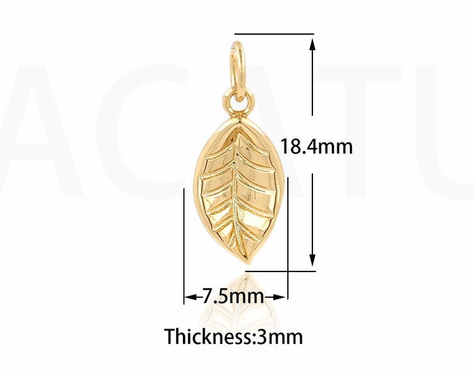 1PCS  Natural Tree Ornaments, CZ Angel Wings Necklace, Feather Leaf Pendant, Gold Leaf Pendant, Suitable For Jewelry Making 18.4x7.5x3mm
