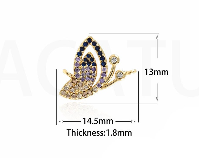 18K Gold Filled Butterfly Connector,Gold Dainty CZ Butterfly Connector,Butterfly Connector Bracelet Necklace for DIY Jewelry Making Supply