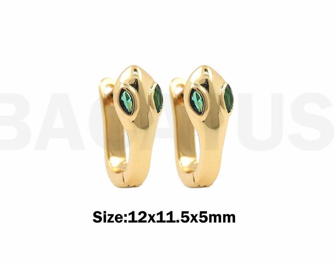 1Pair Animal Earrings Reptile Snake Jewelry Snake Earrings Micropavé CZ Charm Earrings Charm Fashion Jewelry 12x11.5x5mm