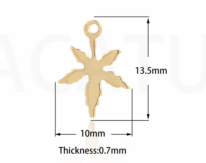 100pcs 18K Gold Filled Fallen Leaf Pendant,Dainty Necklace Pendant,Maple Leaf Charm,Suitable For Bracelet Necklace Jewelry Making10x13.5x1mm
