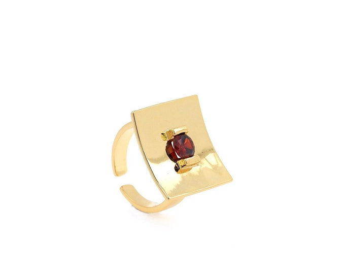 18K Gold Filled Ruby ring, Wide Ring, Gold Open Ring, Minimalist Ring,Dainty Ring,Gift for Her