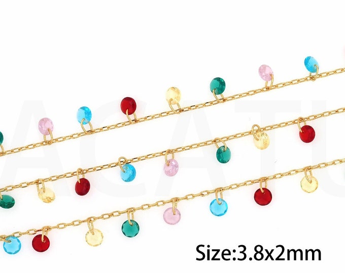 Gem Chain,Welded Chain,Square Chain,Unfinished Necklace, Micropavé CZ Dainty Chain, 18K Gold Filled Heart Chain, 3.8x2mm
