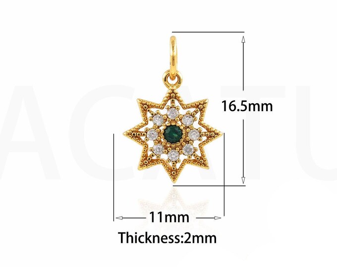18K Gold Filled Star Pendant,Gold Dainty CZ Star Charms,Star Charm Bracelet Necklace for DIY Jewelry Making Supply