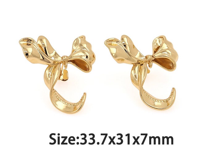 1 pair 18K Gold Filled Bow Stud Earrings,Simple Stud Earrings,Gold Dainty Bow Stud Earring,Gift for Her