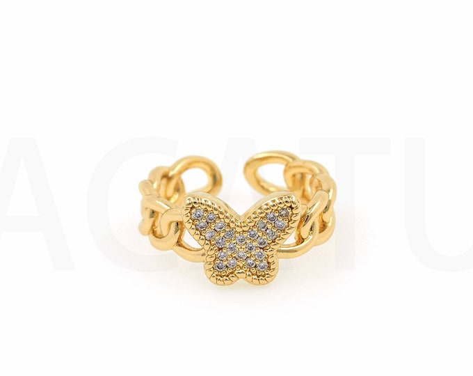 18K Gold Filled Butterfly Ring,Gold Dainty CZ Open Ring,Simple Ring,Gift for Her