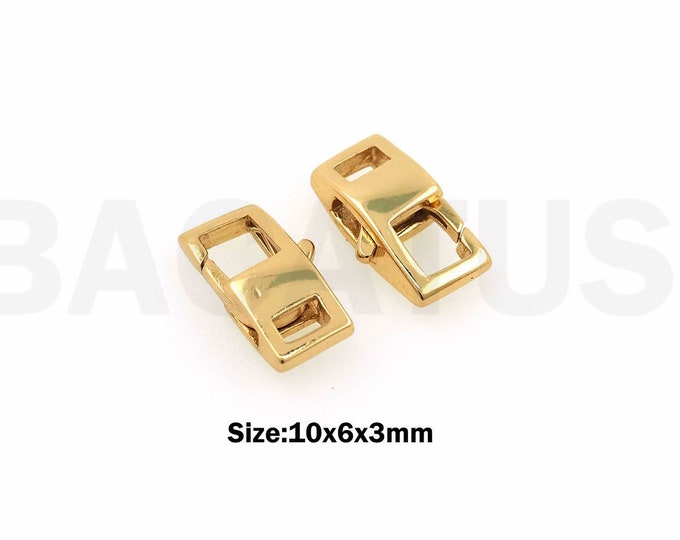 1pcs 18K Gold Filled Lock Clasp Jewelry Clasp,Square Carabiner, Miniature Buckle, DIY Bracelet, Necklace Jewelry Buckle Accessories,10x6x3mm