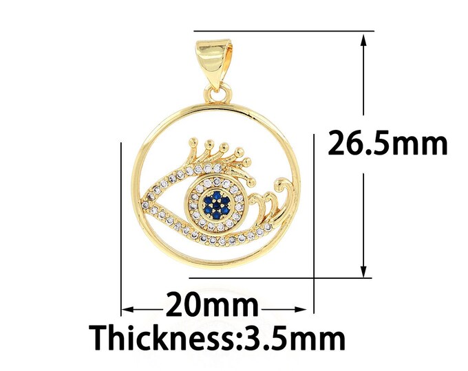 18K Gold Filled Devil Eye Pendant,Gold Dainty Animal Eye Charms,CZ Simple Charm Bracelet Necklace for DIY Jewelry Making Supply