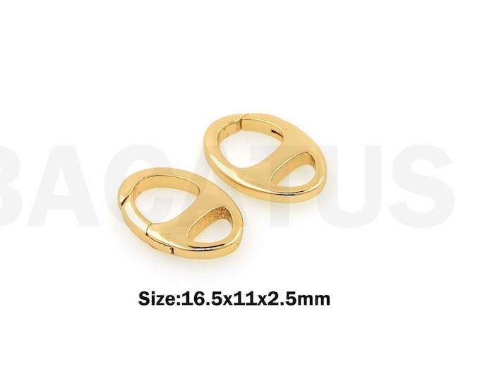 1 Pcs Oval Clasp, Press Clasp, Spring Clasp, Carabiner, 18K Gold Filled Necklace Clasp, Jewelry Clasp, DIY Jewelry Supplies, 16.5x11x2.5mm