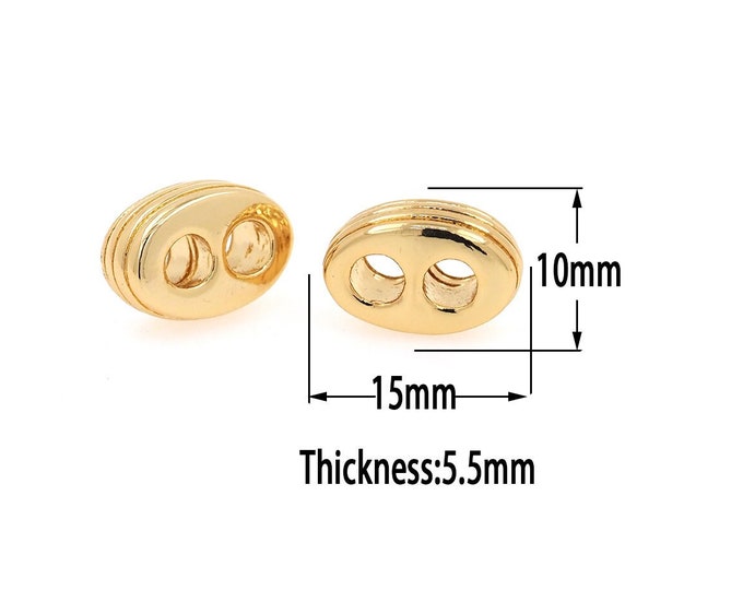 18K Gold Filled Dual Hole Positioning Slide Beads,Gold Pig Nose Style Spacer Beads, DIY Bracelet Necklace Earrings Jewelry Making