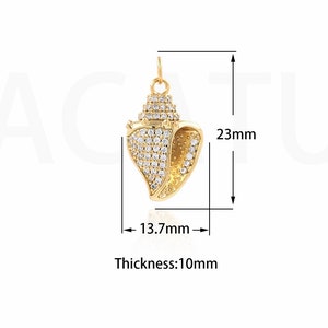 Bijoux de plage Micropavé CZ, convient aux bracelets, pendentifs en coquillage, pendentifs en conque remplis d&#39;or 18 carats, fabrication de bijoux à faire soi-même, 23x13,7x10 mm