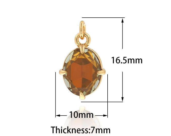 18K Gold Filled Mini Oval Pendant,Single Stone Beautiful Single Diamond Bracelet Necklace DIY Jewelry Accessories
