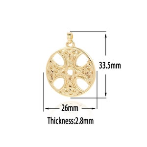 18K Gold Filled Round Pendant,Gold  Dainty Charms, Minimalist  Charm Bracelet Necklace for DIY Jewelry Making Supply