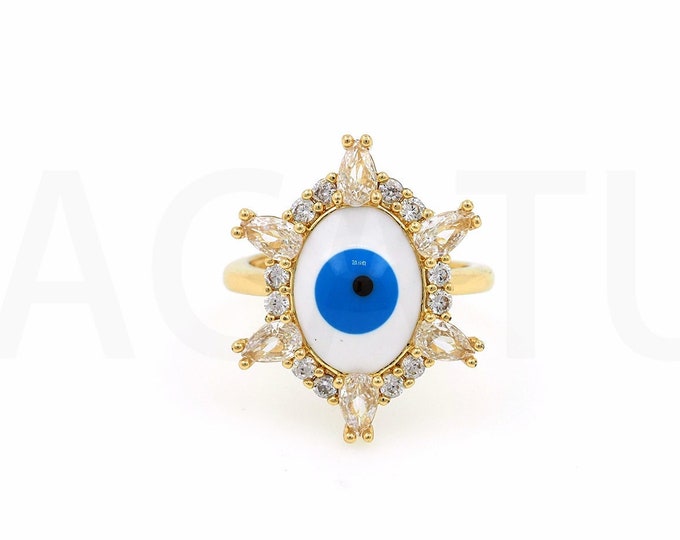 18K Gold Filled Devil Eye Ring,Gold Dainty Enamel Open Ring,Simple Ring,Gift for Her
