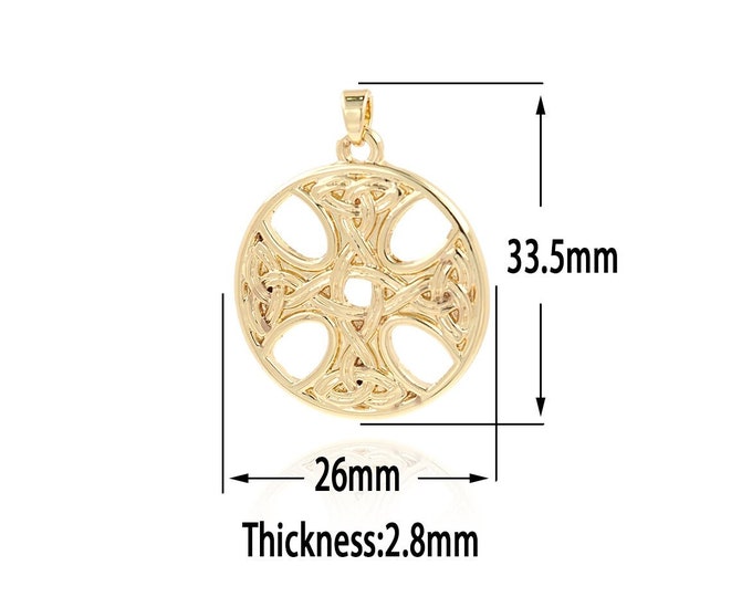 18K Gold Filled Round Pendant,Gold  Dainty Charms, Minimalist  Charm Bracelet Necklace for DIY Jewelry Making Supply