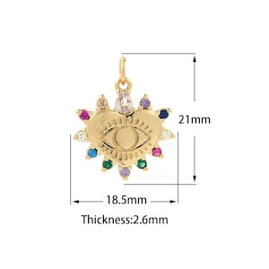 Heart Necklace, Love Charm, Micropavé CZ Eye Pendant, Love Necklace, 18K Gold Filled Dainty Eye Charm, DIY Jewelry Supplies, 21x18.5x2.6mm