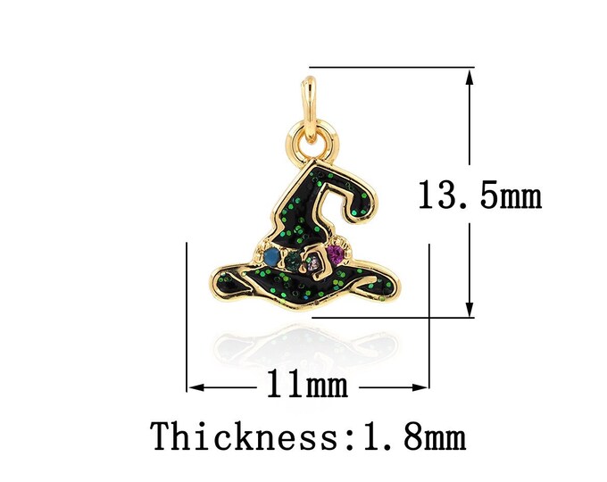 18K Gold Filled Witch Hat Pendant, Gold Dainty Witch Hat Charms,Simple pendant Bracelet Necklace for DIY Jewelry Making Supply