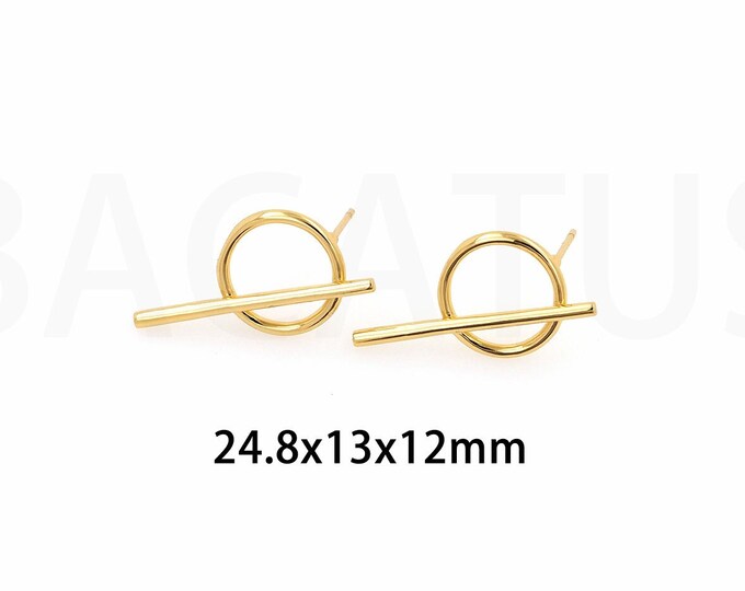MicroPave CZ Round Earrings, Drop Earrings, Boho Earrings, 18K Gold Filled Hoop Earrings, Pierced Earrings, Gift For Her, 24.8x13x12mm