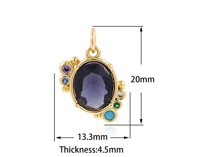 Gemstone Pendant,Oval Pendant, 18K Gold Filled Solitaire Pendant, Dainty Charm, Fashion Pendant, DIY Jewelry Supplies, 13.3x20x4.5mm