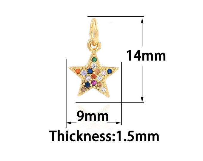Star Charm,18K Gold Filled Large Star Pendant,Star Necklace, Pentagram Jewelry,DIY Jewelry Making Supplies 9x14x1.5mm