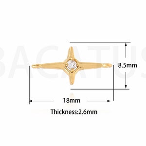 18K Gold Filled Pointed Star Connector Polaris Connector Star Charm Suitable for Bracelet Necklace Joint Supplies DIY Jewelry Making