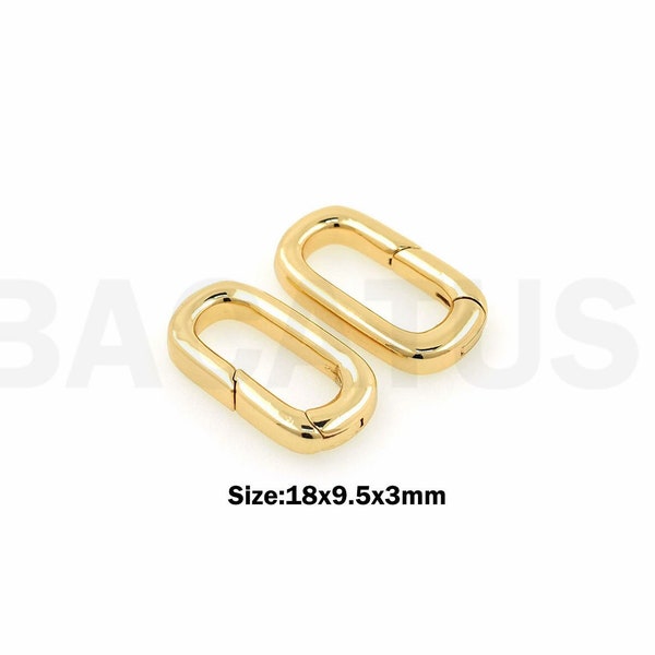 1 pcs Necklace Clasp, val Clasp, Carabiner, 18K Gold Filled Rectangular Clasp, Paper Clip Clasp, DIY Jewelry Supplies, 18x9.5x3mm