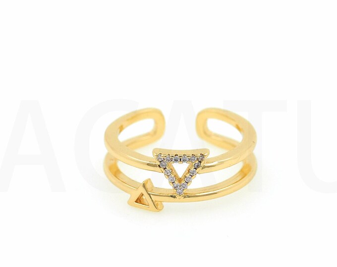 18K Gold Filled Triangle Ring,Gold Dainty CZ Open Ring,Simple Ring,Gift for Her
