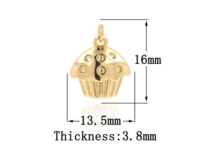 18K Gold Filled Cake Pendant, Gold Dainty Cake Charms,Simple pendant Bracelet Necklace for DIY Jewelry Making Supply