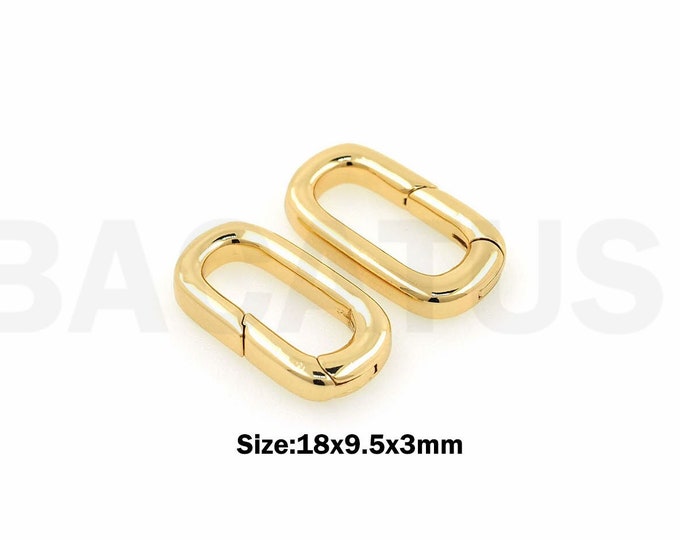 1 pcs Necklace Clasp, val Clasp, Carabiner, 18K Gold Filled Rectangular Clasp, Paper Clip Clasp, DIY Jewelry Supplies, 18x9.5x3mm