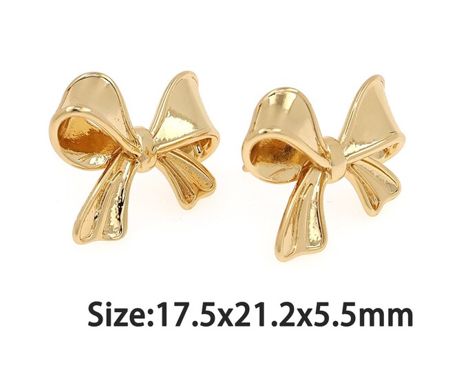 1 pair 18K Gold Filled Bow Stud Earrings,Gold Dainty Bow Stud Earring,Simple Stud Earrings,Gift for Her