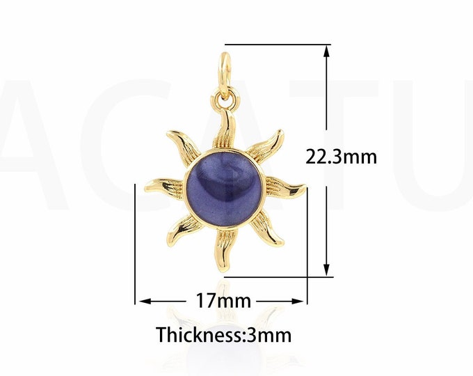 Demon Wing Necklace 18K Sun Flower Pendant Greek Eye Charm Eye Jewelry Enamel Charm DIY Jewelry Supplies, 22.3x17x3mm