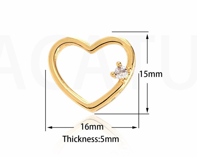 1Pcs Exquisite Heart-Shaped Necklace, 18K Gold Filled Zircon Heart-Shaped Pendant, Floating Heart-Shaped Necklace, Gift For Her 14x16x5mm