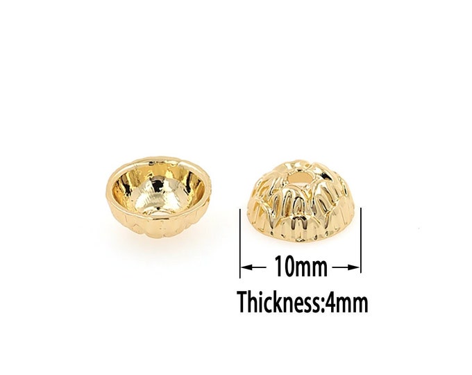 18K Gold Filled Flower Beads Cap,Gold Flower Beads Cap, DIY Bracelet Necklace Earrings Jewelry Making