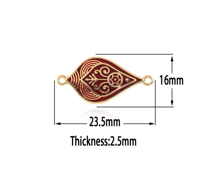 18K Gold Filled Totem Connectors, Symbolic Connectors, Enamel Charm Bracelet Necklace for DIY Jewelry Making Supply